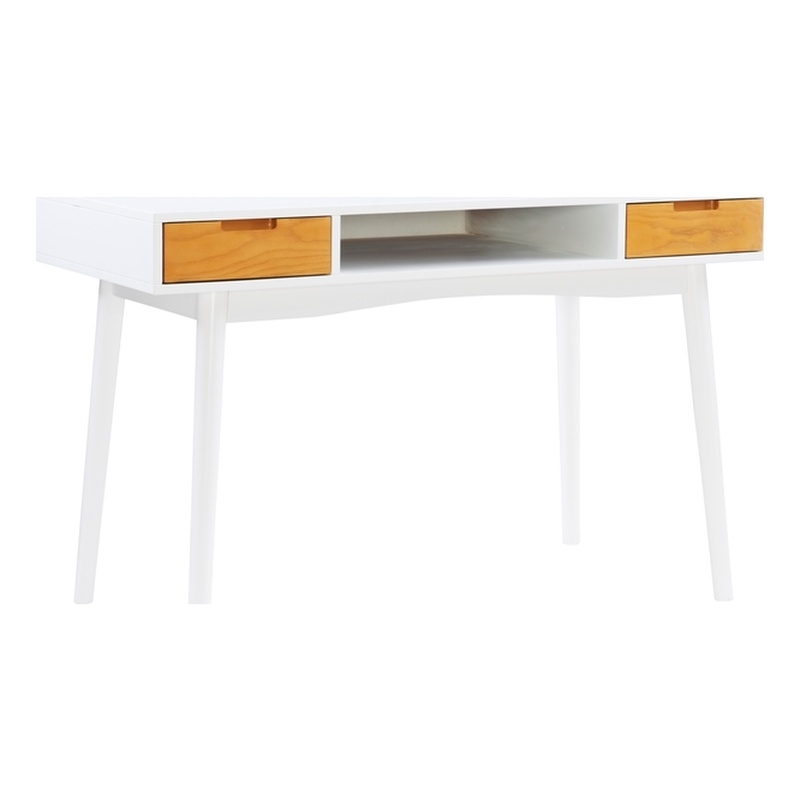 Linon Perry Wood Two Drawer Desk in White