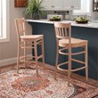 Linon Adella Set of 2 Slat Back Barstools Commercial Grade in Unfinished Wood
