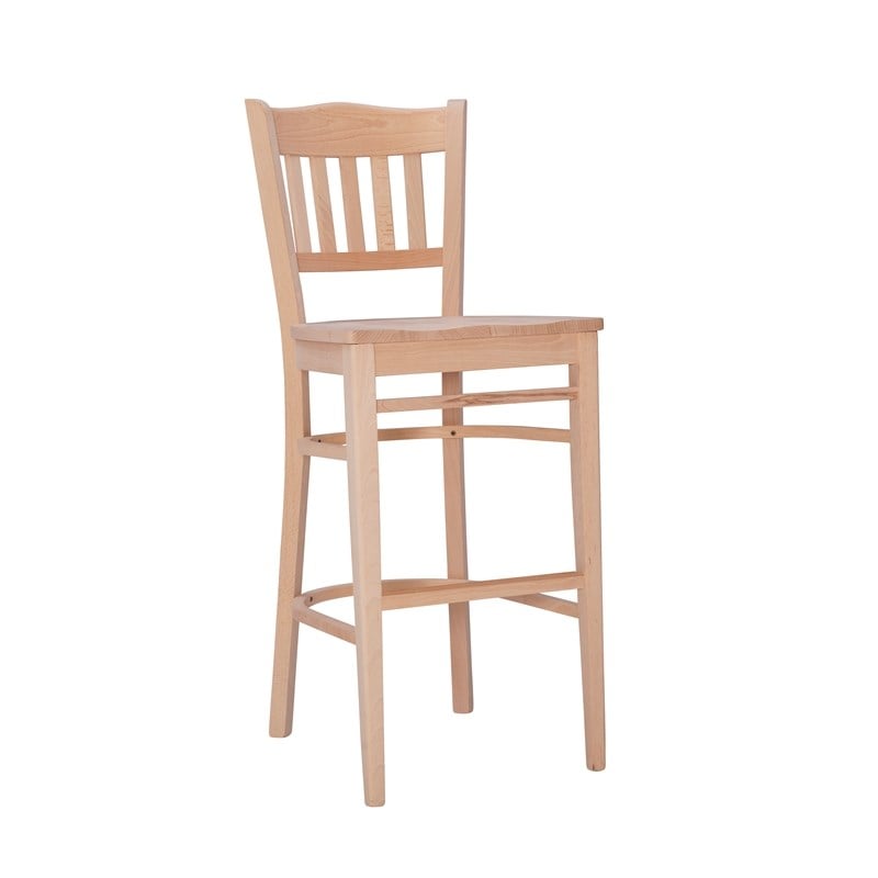 Linon Adella Set of 2 Slat Back Barstools Commercial Grade in Unfinished Wood