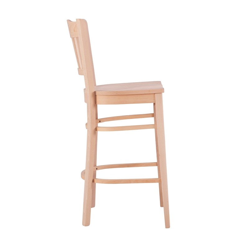 Linon Adella Set of 2 Slat Back Barstools Commercial Grade in Unfinished Wood