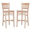 Linon Adella Set of 2 Slat Back Barstools Commercial Grade in Unfinished Wood