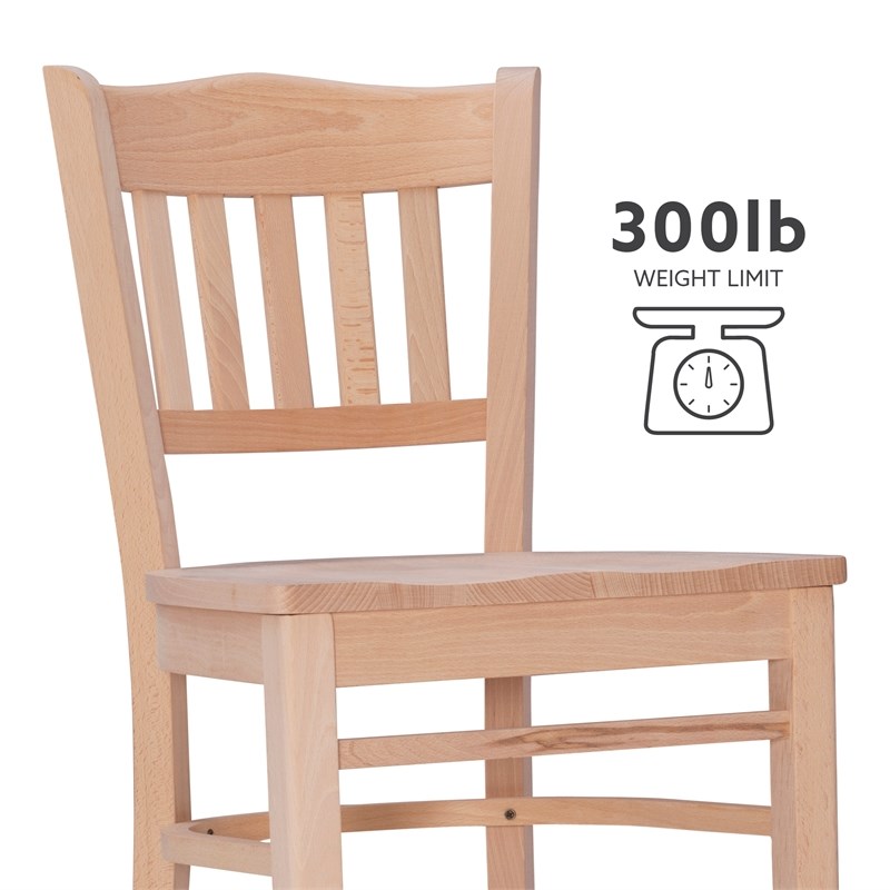 Linon Adella Set of 2 Slat Back Barstools Commercial Grade in Unfinished Wood