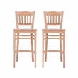 Linon Adella Set of 2 Slat Back Barstools Commercial Grade in Unfinished Wood