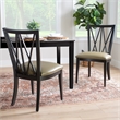Linon Preston Set of Two Faux Leather Dining Chairs in Black Beechwood