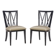 Linon Preston Set of Two Faux Leather Dining Chairs in Black Beechwood