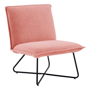 linon mavis metal sherpa upholstered accent chair in blush pink