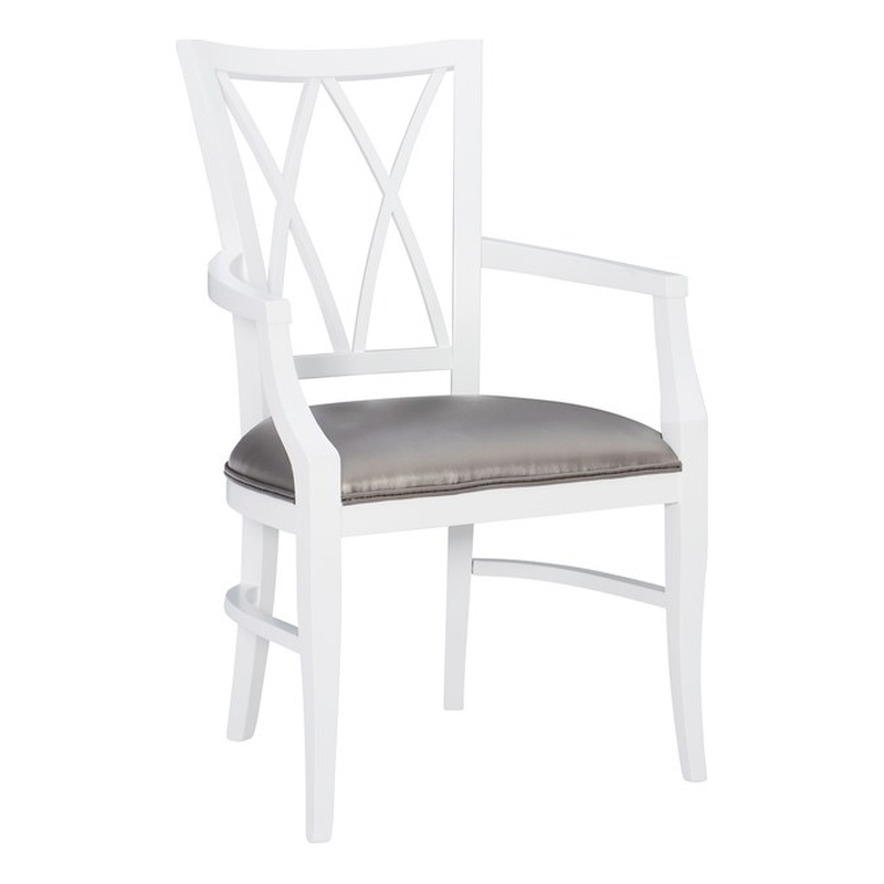 Linon Ainsley Wood Commercial Grade Dining Arm Chair in White