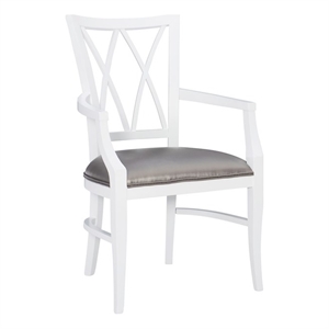 linon ainsley wood dining arm chair in white
