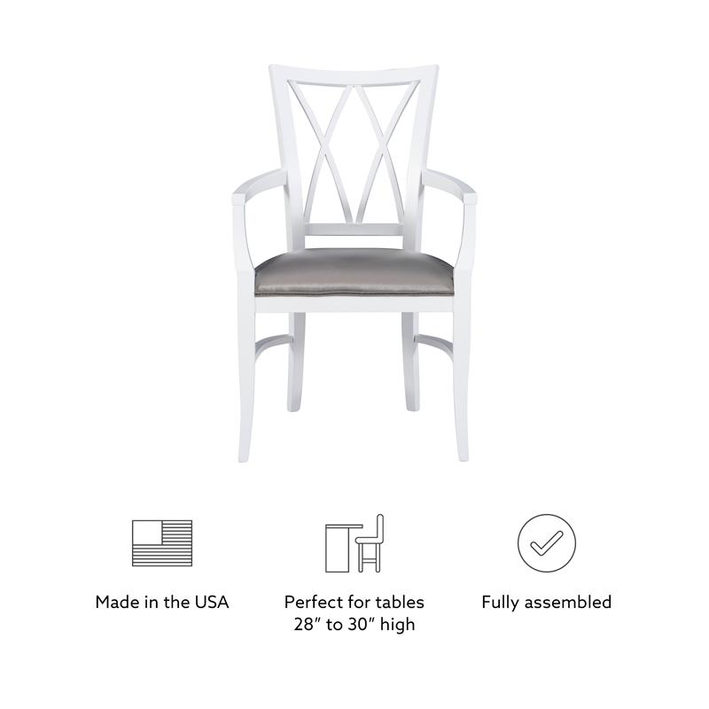 Linon Ainsley Wood Commercial Grade Dining Arm Chair in White
