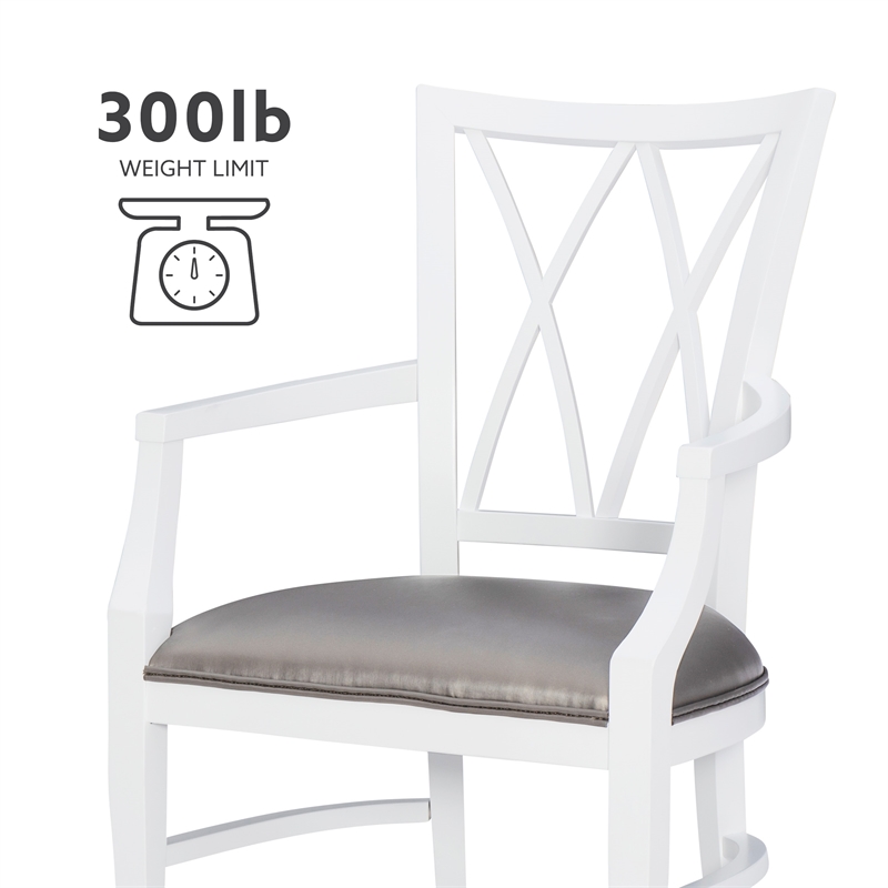 Linon Ainsley Wood Commercial Grade Dining Arm Chair in White