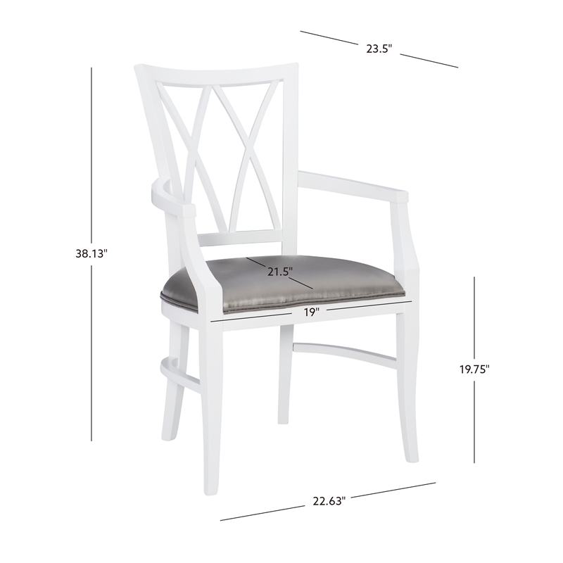 Linon Ainsley Wood Commercial Grade Dining Arm Chair in White