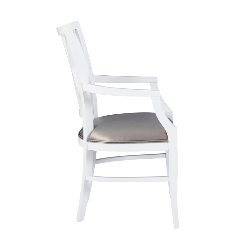Linon Ainsley Wood Commercial Grade Dining Arm Chair in White