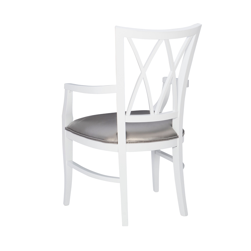 Linon Ainsley Wood Commercial Grade Dining Arm Chair in White