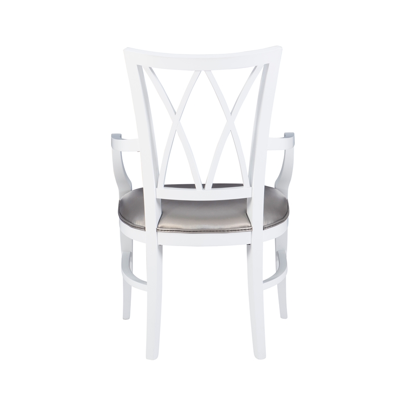 Linon Ainsley Wood Commercial Grade Dining Arm Chair in White