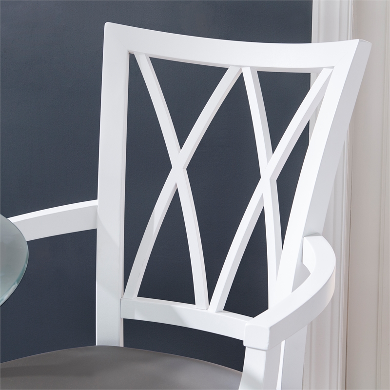 Linon Ainsley Wood Commercial Grade Dining Arm Chair in White