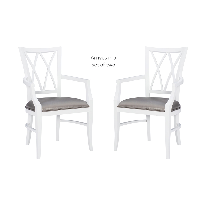 Linon Ainsley Wood Commercial Grade Dining Arm Chair in White