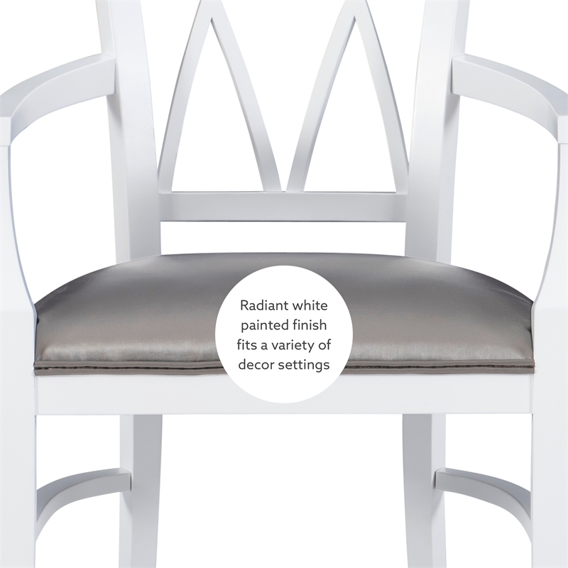Linon Ainsley Wood Commercial Grade Dining Arm Chair in White