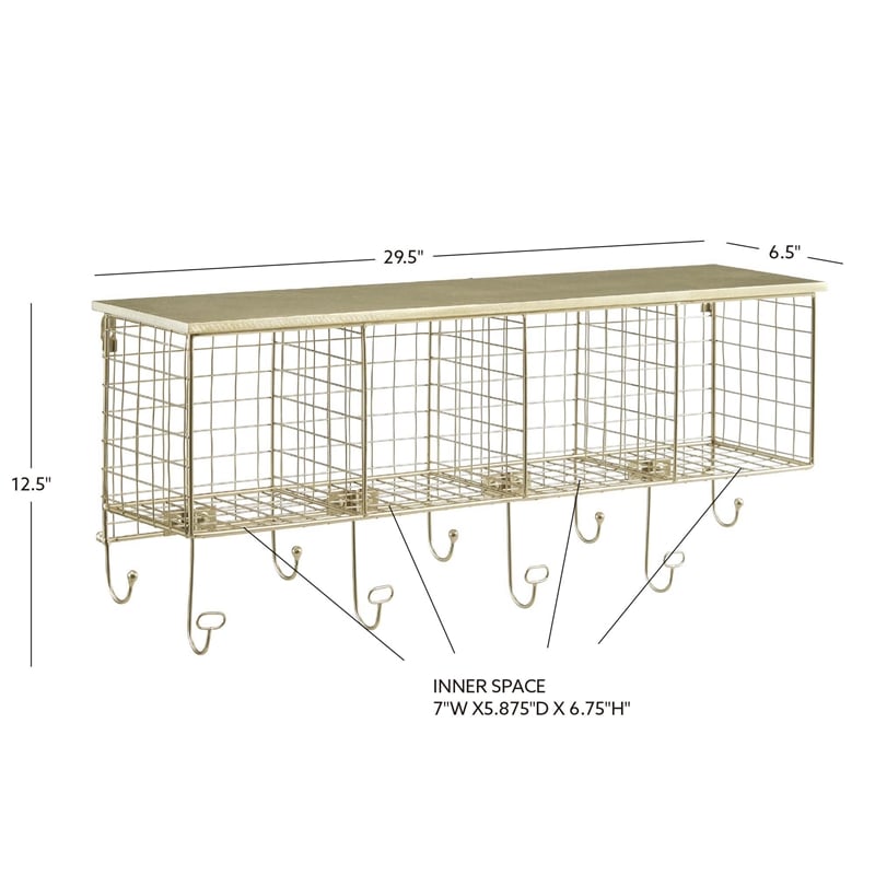 Metal Wire Wall Shelf with Hooks