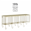 Linon Four Cubby Metal Wall Shelf in Gold