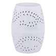 Linon Ingram Side Table with All Over Lace Cut Design in White Aluminum