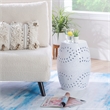 Linon Ingram Side Table with All Over Lace Cut Design in White Aluminum