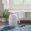 Linon Ingram Side Table with All Over Lace Cut Design in White Aluminum