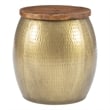 Linon Reid Metal and Wood Drum Side Table with Storage in Gold