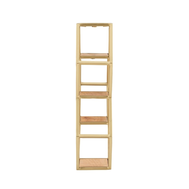 Linon Josia Iron and Wood Wall Storage and Display Shelves in Gold