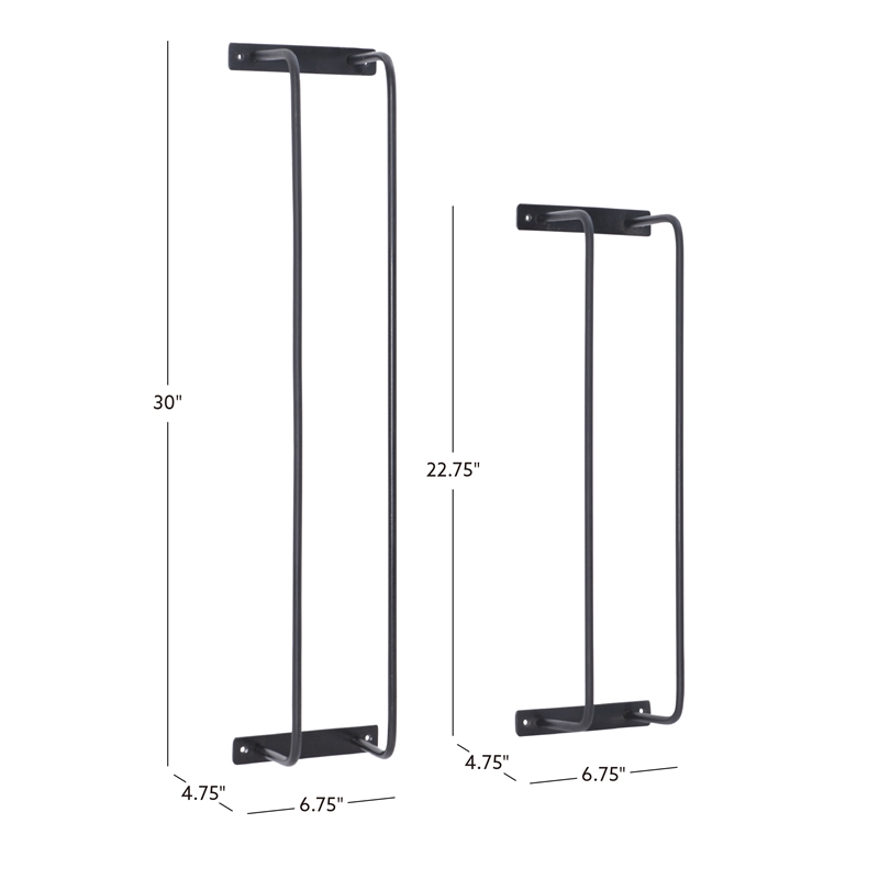 Linon Bethany Iron Towel Racks 2 Pack Industrial Space Saving Design in Black