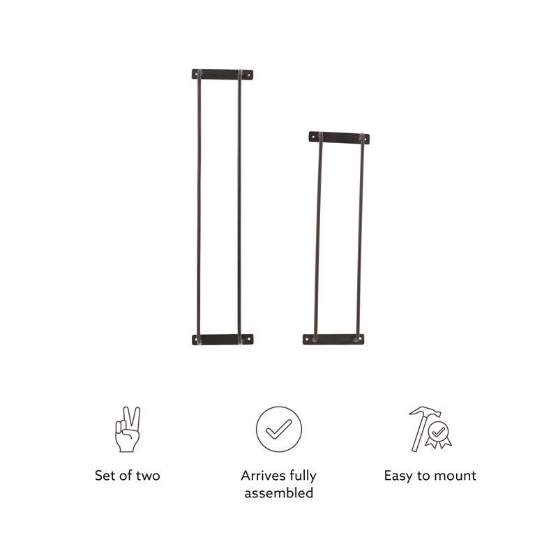 Linon Bethany Iron Towel Racks 2 Pack Industrial Space Saving Design in Black