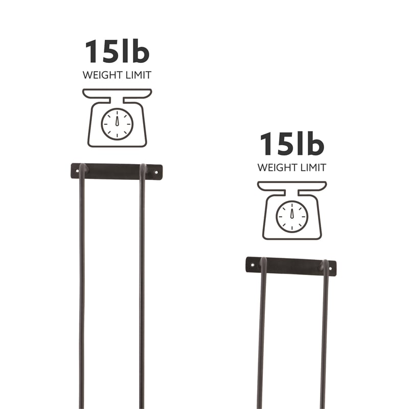 Linon Bethany Iron Towel Racks 2 Pack Industrial Space Saving Design in Black