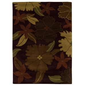 linon florence begonia new wool 8'x10' rug in burgundy and wine