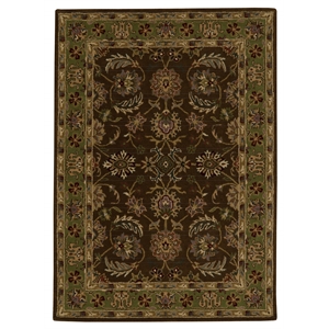 linon trio traditional henri wool 5'x7' rug in brown and green