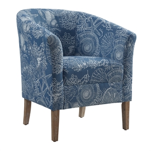 linon simon wood upholstered club chair in denim blue