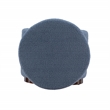 Linon Hawn Round Padded Storage Ottoman Dark Wood Trim in Blue Gray Sherpa