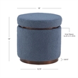 Linon Hawn Round Padded Storage Ottoman Dark Wood Trim in Blue Gray Sherpa