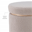 Linon Hawn Round Padded Storage Ottoman Light Wood Trim in Gray Sherpa Fabric