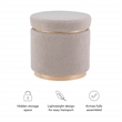 Linon Hawn Round Padded Storage Ottoman Light Wood Trim in Gray Sherpa Fabric