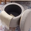 Linon Hawn Round Padded Storage Ottoman Light Wood Trim in Gray Sherpa Fabric