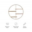 Linon Kenson Round Metal and Greywashed Wood Four Shelf Wall Storage in Gold