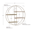 Linon Kenson Round Metal and Greywashed Wood Four Shelf Wall Storage in Gold