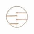 Linon Kenson Round Metal and Greywashed Wood Four Shelf Wall Storage in Gold