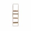 Linon Kenson Round Metal and Greywashed Wood Four Shelf Wall Storage in Gold