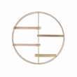 Linon Kenson Round Metal and Greywashed Wood Four Shelf Wall Storage in Gold