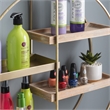 Linon Kenson Round Metal and Greywashed Wood Four Shelf Wall Storage in Gold