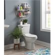 Linon Kenson Round Metal and Greywashed Wood Four Shelf Wall Storage in Gold