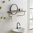 Linon Lila Center Mirror Wood and Metal Wall Shelf in Black