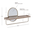 Linon Lila Center Mirror Wood and Metal Wall Shelf in Gold