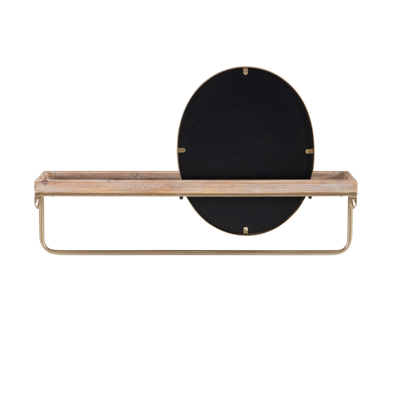 Linon Lila Center Mirror Wood and Metal Wall Shelf in Gold