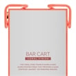 Linon Mia Metal & Mirrored Mid Century 2 Level Rolling Bar Cart in Coral Orange